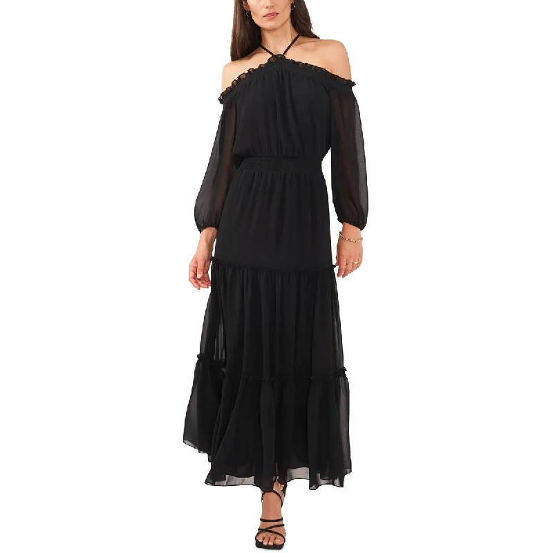 1.State Womens Off-The-Shoulder Tea-Length Maxi Dress Stylish V-Neck Maxi Dress