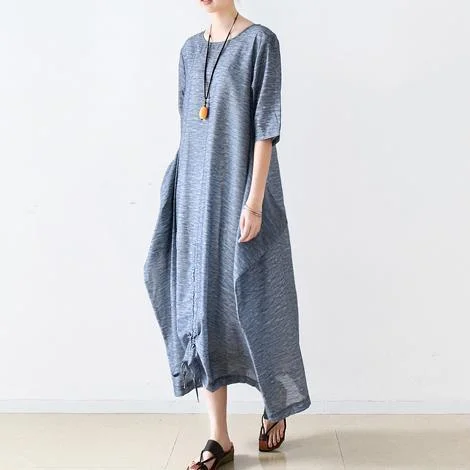 2017 summer linen dresses plus size silk maxi dress short sleeve casual sundress Stylish A-Line Maxi Dress