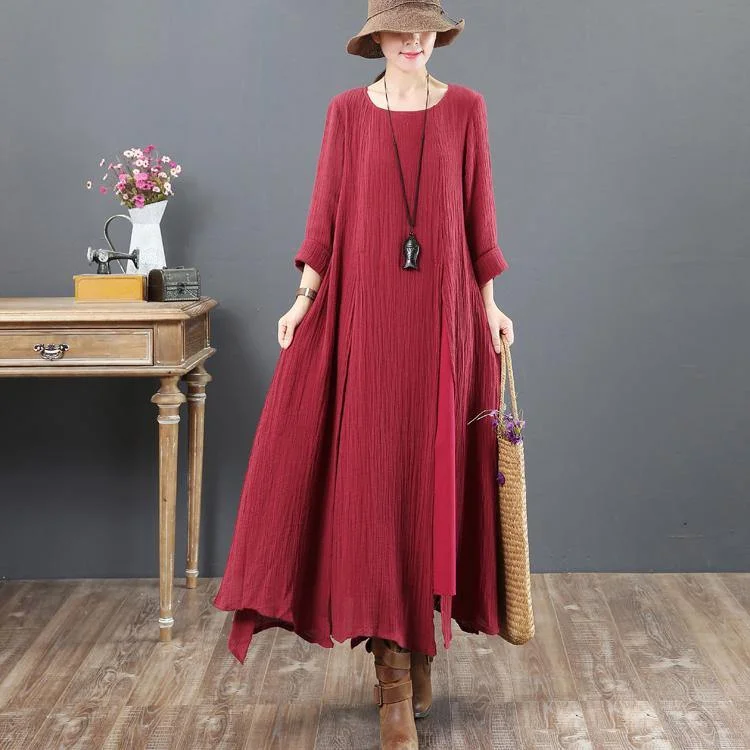 2018 fall dress plus size clothing asymmetric linen maxi dress Fashionable Chiffon Tiered Maxi Dress