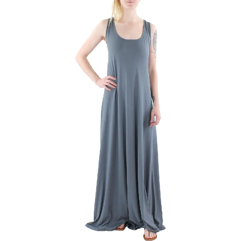 24seven Comfort Apparel Womens Scoop Neck Sleeveless Maxi Dress Trendy Button Front Maxi Dress