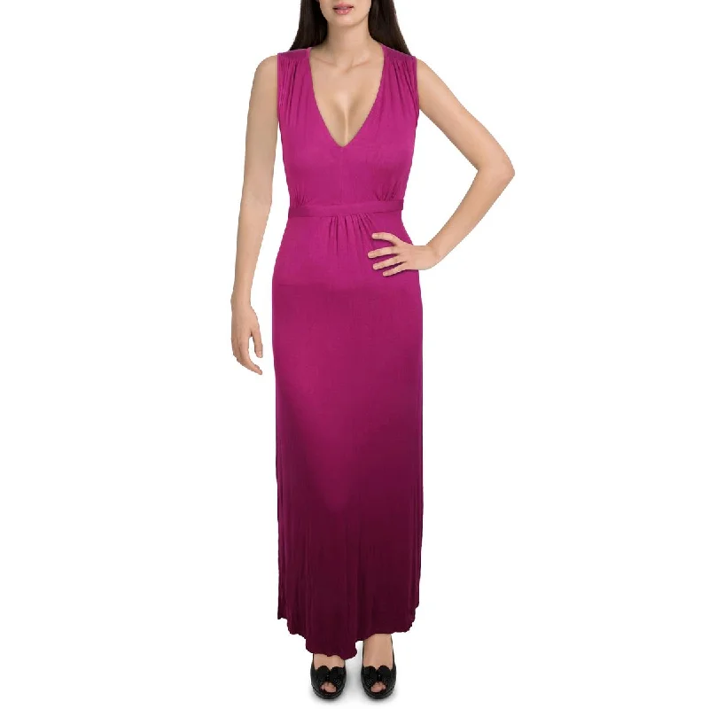 24seven Comfort Apparel Womens V-Neck Long Maxi Dress Fashionable Halter Neck Maxi Dress