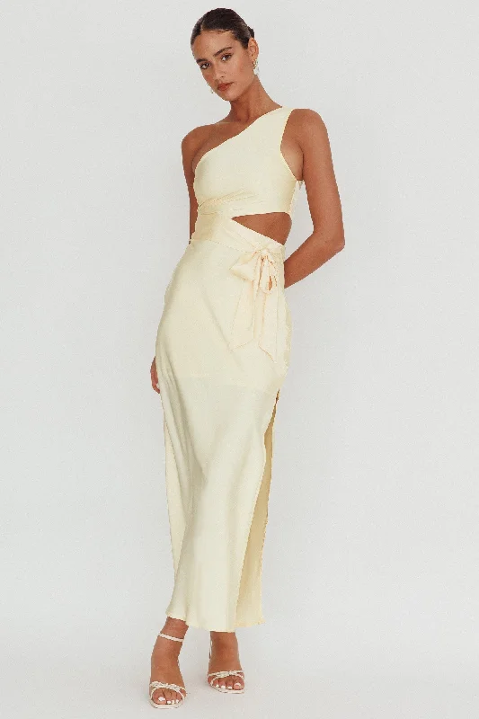 Abloom One Shoulder Satin Maxi Dress Butter Classic Tulle Maxi Dress