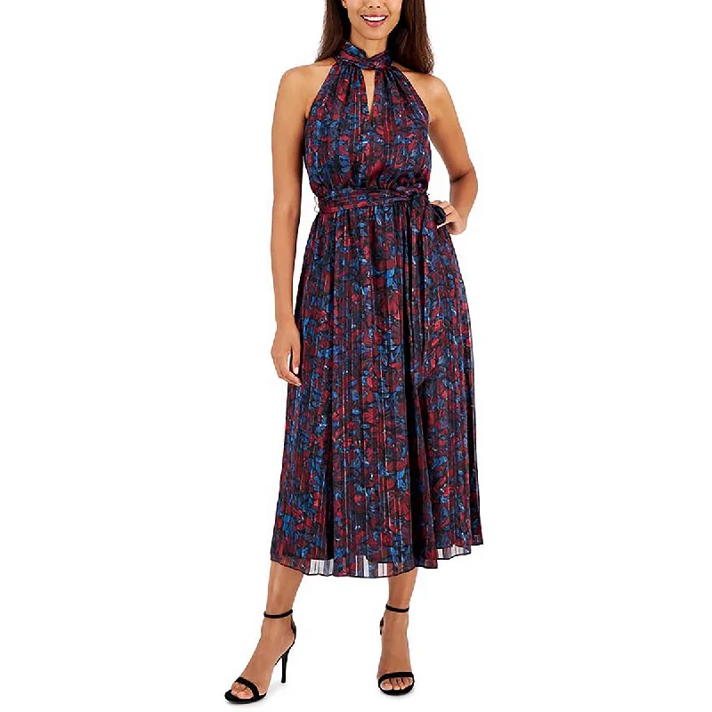 Anne Klein Womens Floral Print Elastic Waistband Maxi Dress Cozy Longline Maxi Dress