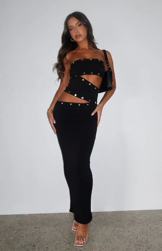 Back At One Maxi Dress Black Fashionable Chiffon Maxi Dress