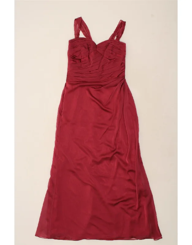 BELSOIE Womens Sleeveless Maxi Dress UK 14 Medium Red Polyester Comfortable Pleated Maxi Dress