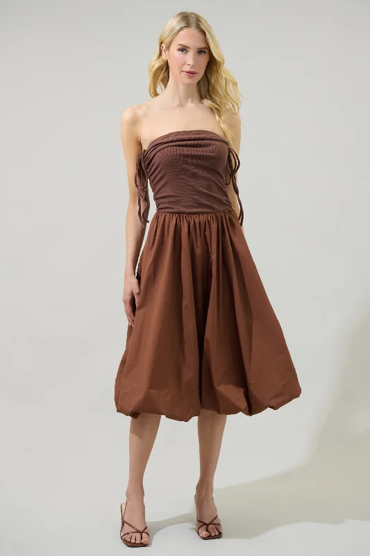 Betty Twofer Multiway Bubble Midi Dress Comfortable Casual Midi Dress