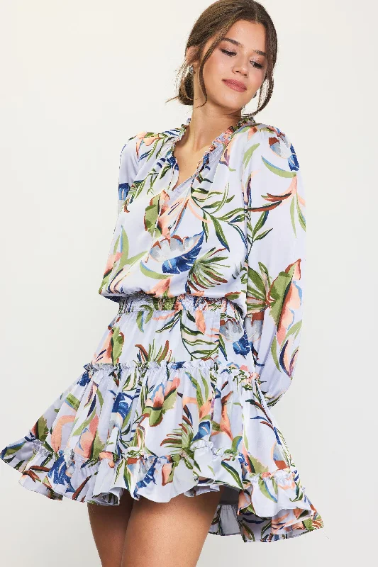 Bianca Floral Print Ruffle Mini Dress Trendy Floral Mini Dress