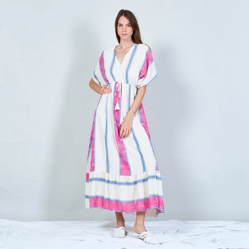 Bohemian maxi dress with drawstring waist wholesale Fashionable Sleeveless Maxi Dress
