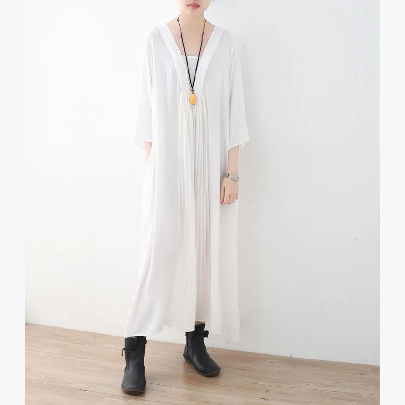 Bohemian White Chiffon Clothes For Women Century Inspiration Square Collar Wrinkled Maxi Dresses Fashionable Chiffon Tiered Maxi Dress