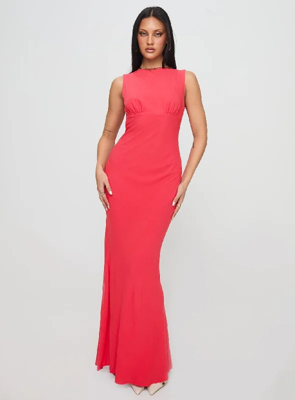 Bourne Maxi Dress Red Trendy Maxi Dress with Belt