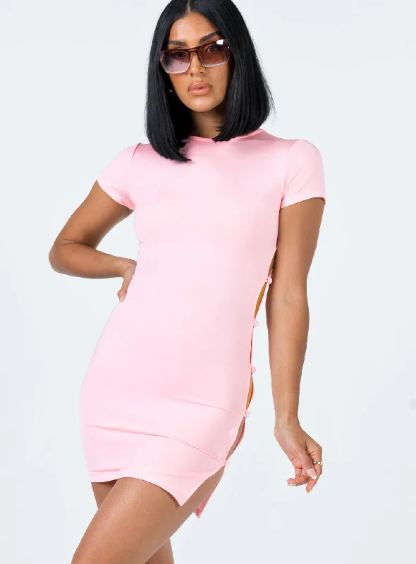 Brentwood Mini Dress Pink Cozy Ribbed Mini Dress