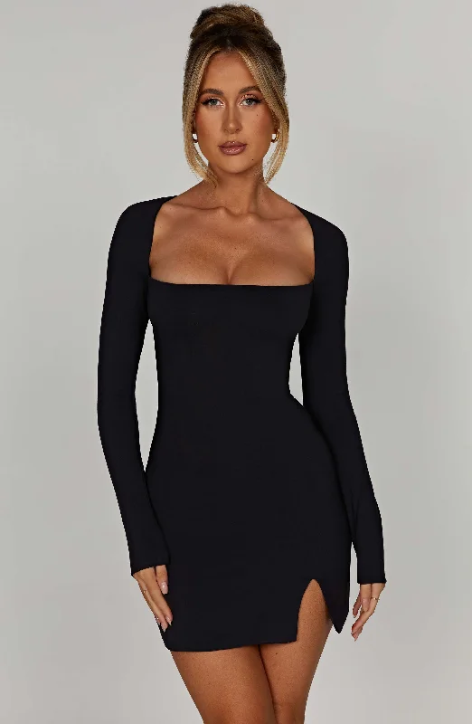 Brylee Mini Dress - Black Elegant Tulle Mini Dress