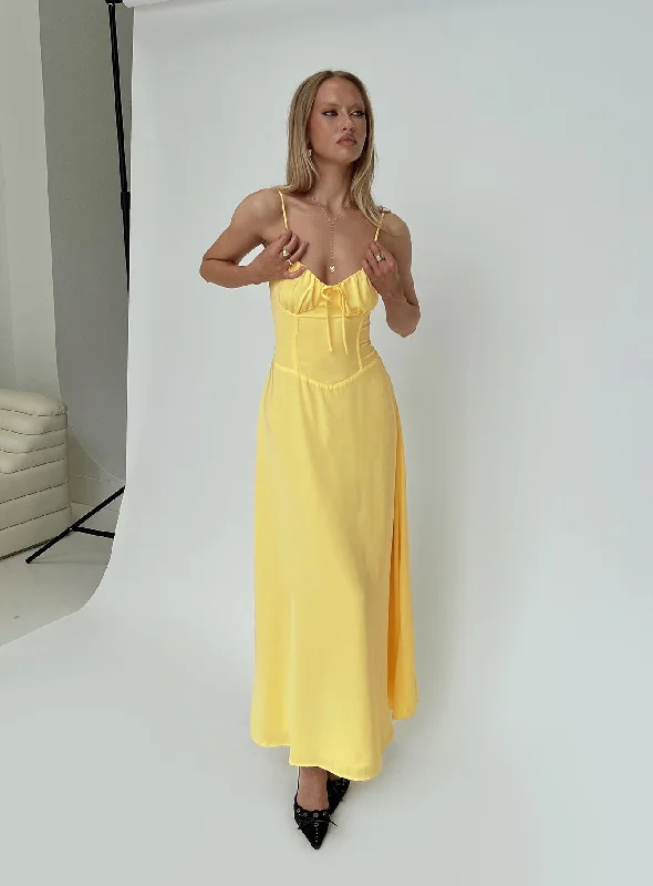 Eleanora Maxi Dress Lemon Yellow Classic Strapless Maxi Dress