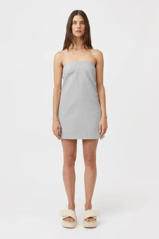 Harper Mini Dress Dusty Blue Fashionable Button-Front Mini Dress