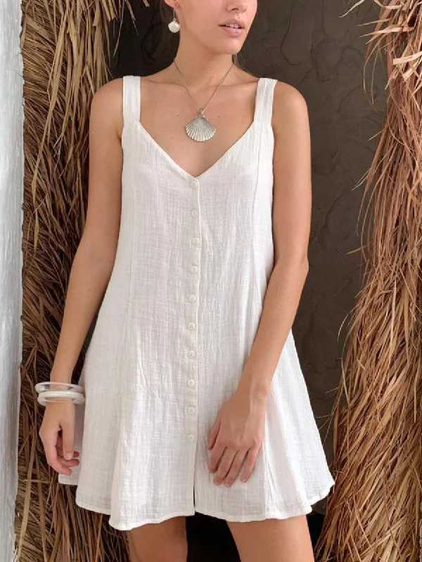 Casual Sleeveless Camisole Linen Boho Mini Dress Fashionable Denim Mini Dress