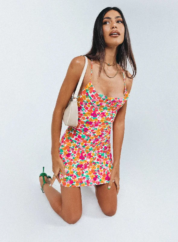 Celena Mini Dress Rainbow Floral Classic Solid Mini Dress