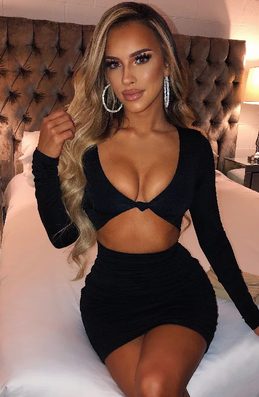 Celeste Mini Dress - Black Fashionable A-Line Mini Dress