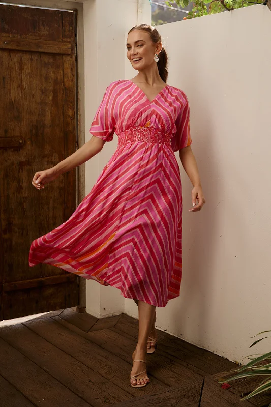 Charlie Maxi Dress in Strawberry Moon Comfortable Flowy Maxi Dress