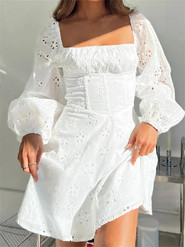 Chic High Waist Ruched Party Mini Dresses Trendy Lace Mini Dress