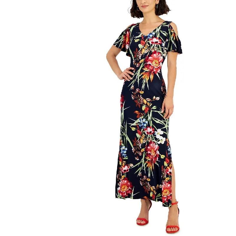 Connected Apparel Womens Petites Floral Print Maxi Maxi Dress Chic Summer Floral Maxi Dress