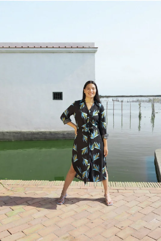 Corn Print Midi Dress Comfortable Geometric Print Midi Dress