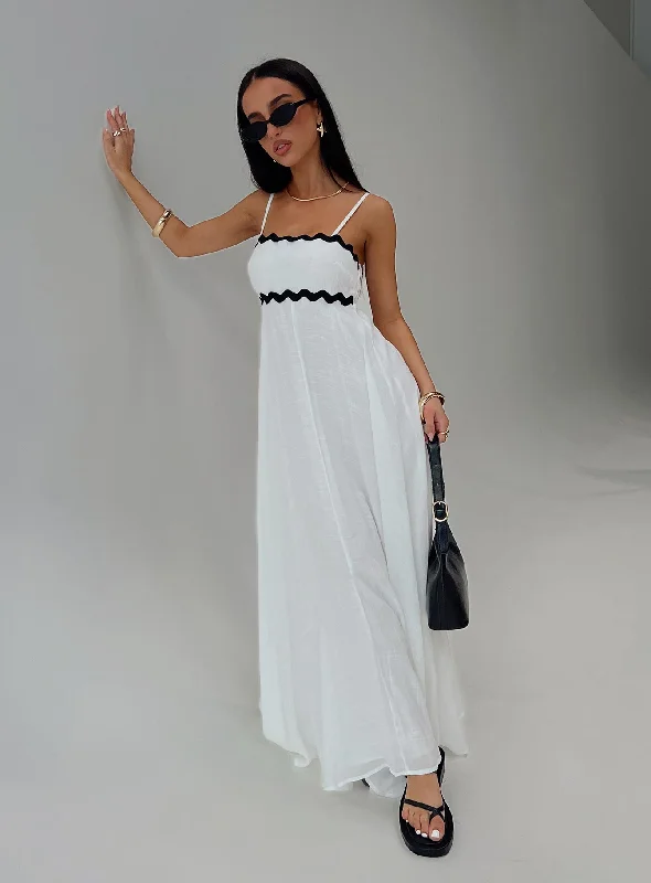 Croxetti Maxi Dress White Elegant Maxi Dress with Ruffles