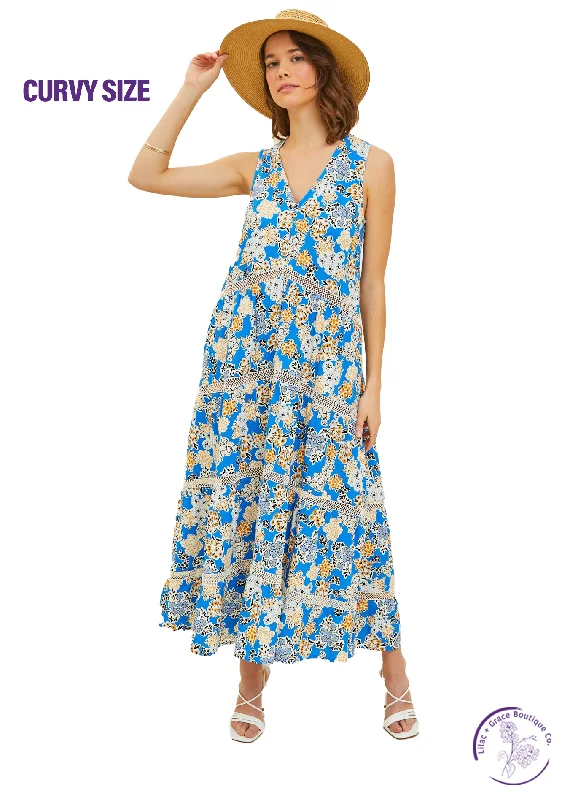 Curvy On Vacation Time Printed Maxi Dress Chic Boho Print Maxi Dress