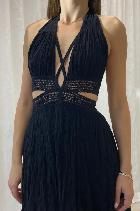 Artemis Mini Dress Black Cozy A-Line Mini Dress