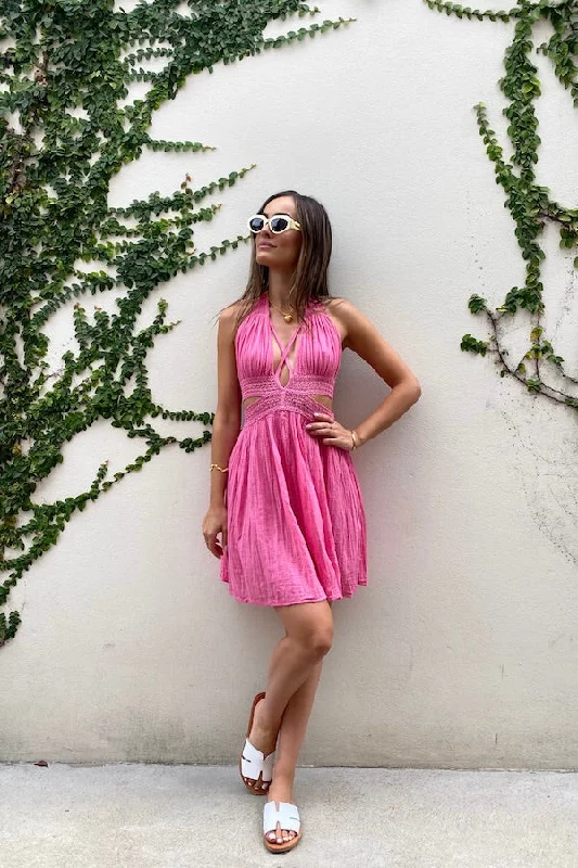 Artemis Mini Dress Pink Stylish Button-Down Mini Dress