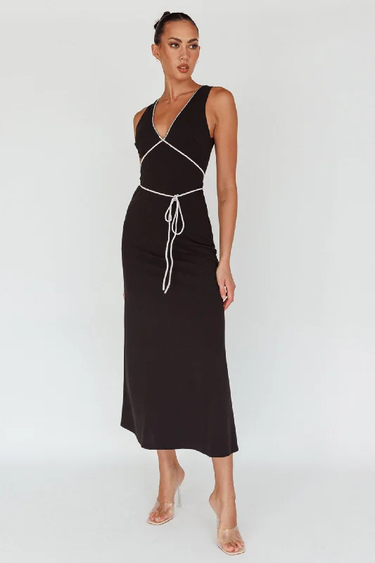 Del Sol Diamante Rope Maxi Dress Black Elegant Floral Maxi Dress