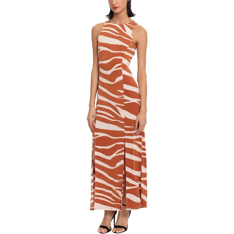 Donna Morgan Womens Printed Long Maxi Dress Fashionable Chiffon Tiered Maxi Dress