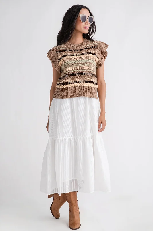 Elan 2fer Woven Knit Midi Dress Stylish Tiered Midi Dress