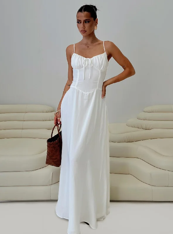 Eleanora Maxi Dress White Comfortable Maxi Dress with Slits