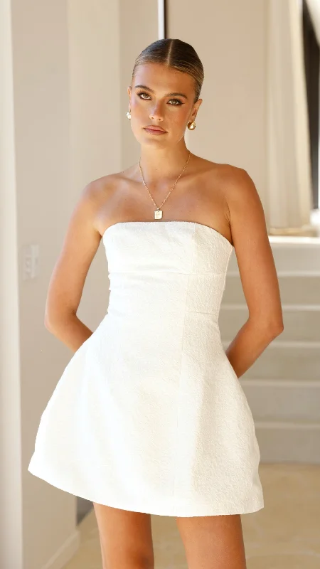 Evelyn Mini Dress - Cream Cozy Satin Mini Dress