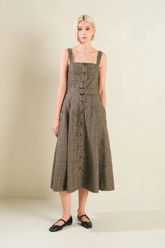 HAPPY CHANCE WOVEN MIDI DRESS Elegant Floral Midi Dress