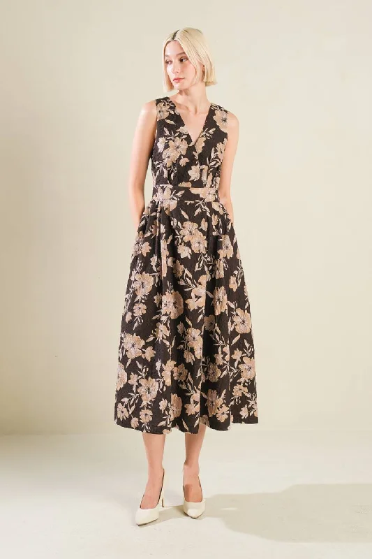 VENTURA VISION WOVEN MIDI DRESS Comfortable Draped Midi Dress