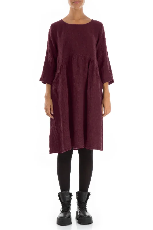 Flared Magenta Mélange Linen Midi Dress Trendy Bodycon Midi Dress