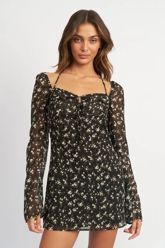 Floral Halter Mini Dress - FINAL SALE Chic Halter Mini Dress