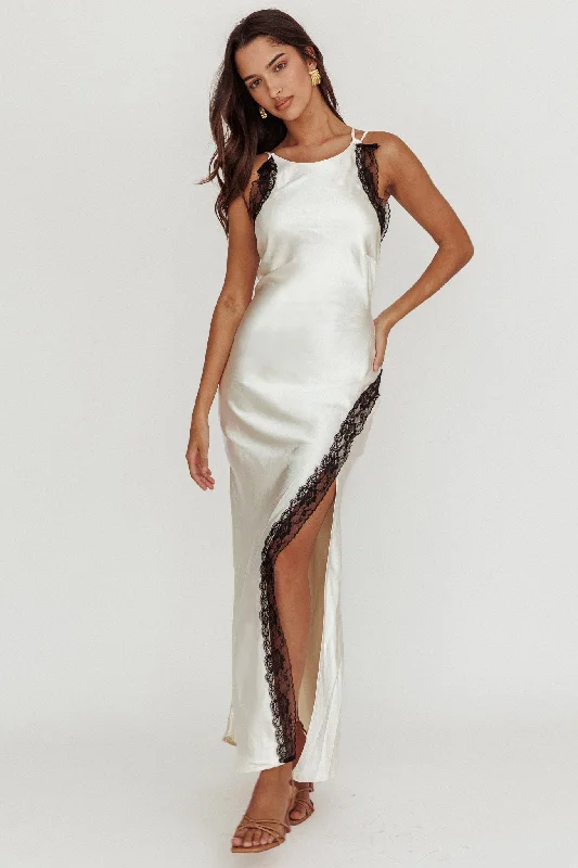 Flying High Lace Trim Maxi Dress Oyster Stylish Boho Chic Maxi Dress