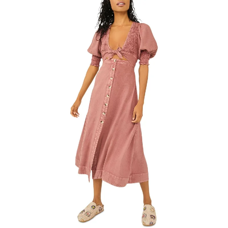 Free People Womens String Of Hearts Cut-Out Knot Front Maxi Dress Comfortable Flowy Maxi Dress