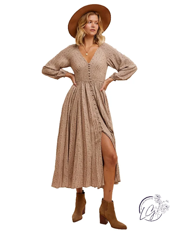 Honey Haze Button Down Maxi Dress Chic Button-Up Maxi Dress
