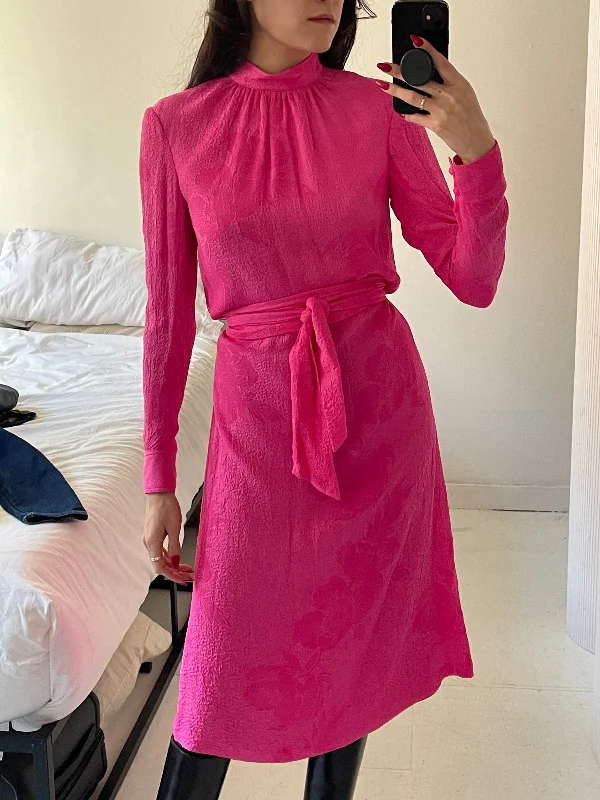 Hot Pink Midi Dress Fashionable Casual Midi Dress