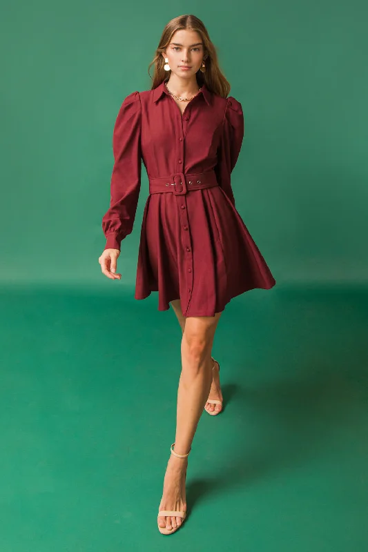 WRAPPED UP IN LOVE MINI DRESS Trendy Button-Detail Mini Dress