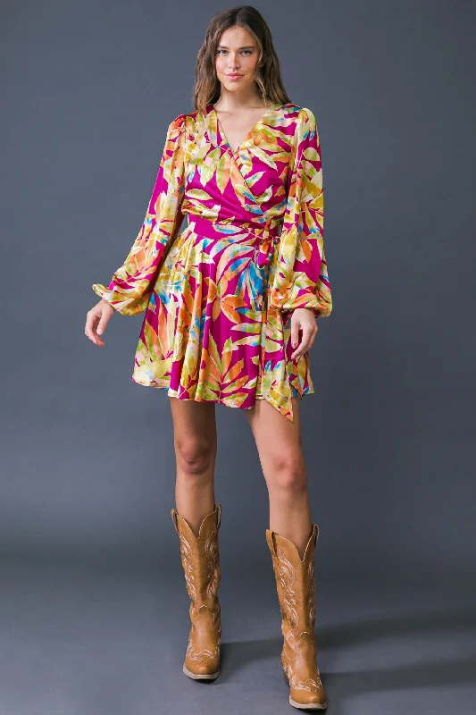 ALL FALL LONG WOVEN MINI DRESS Trendy A-Line Mini Dress