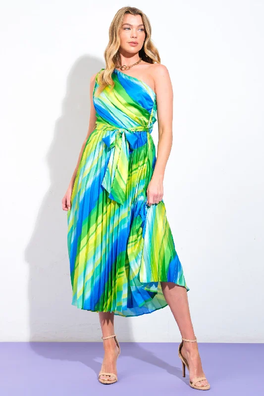 EXUBERANT ELEGANCE WOVEN MIDI DRESS Trendy Smocked Detail Midi Dress