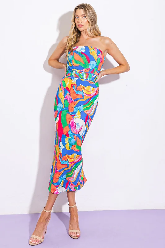 SEEKING SUN PONTI MIDI DRESS Fashionable Polka Dot Midi Dress