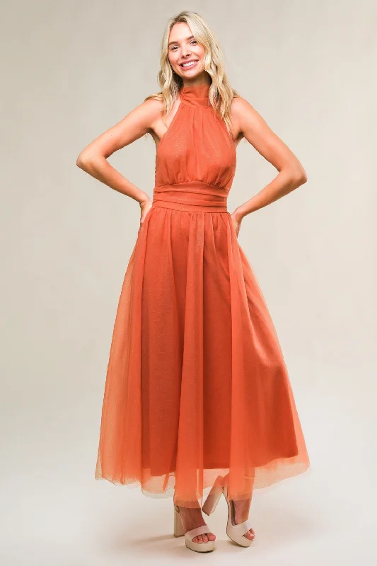 EVERY NOW AND THEN MESH MIDI DRESS Elegant Satin Midi Dress