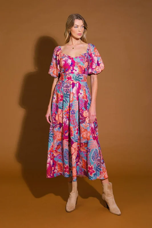 GLIMPSE OF GRACE WOVEN MIDI DRESS Trendy Boho Midi Dress