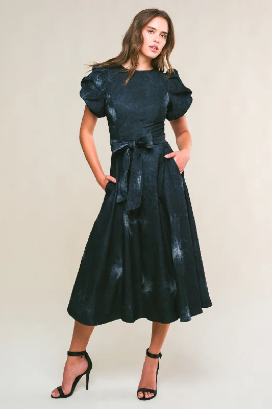 GARDEN GRACE TWILL MIDI DRESS Stylish Wraparound Midi Dress