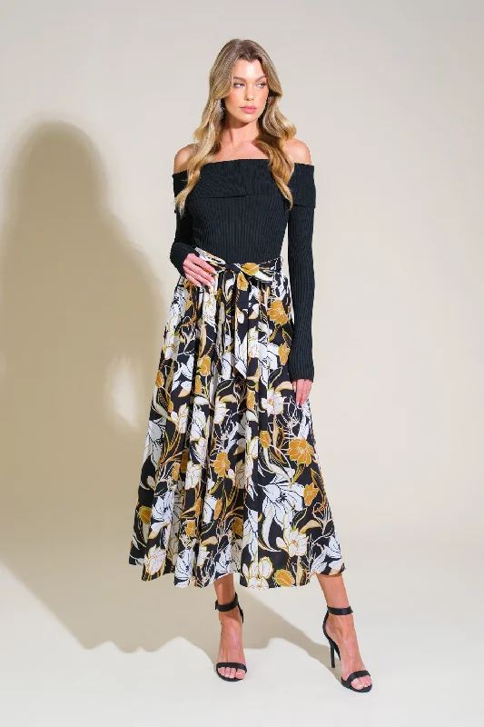 TWIST ON TIMELESS WOVEN MIDI DRESS Stylish Cold Shoulder Midi Dress